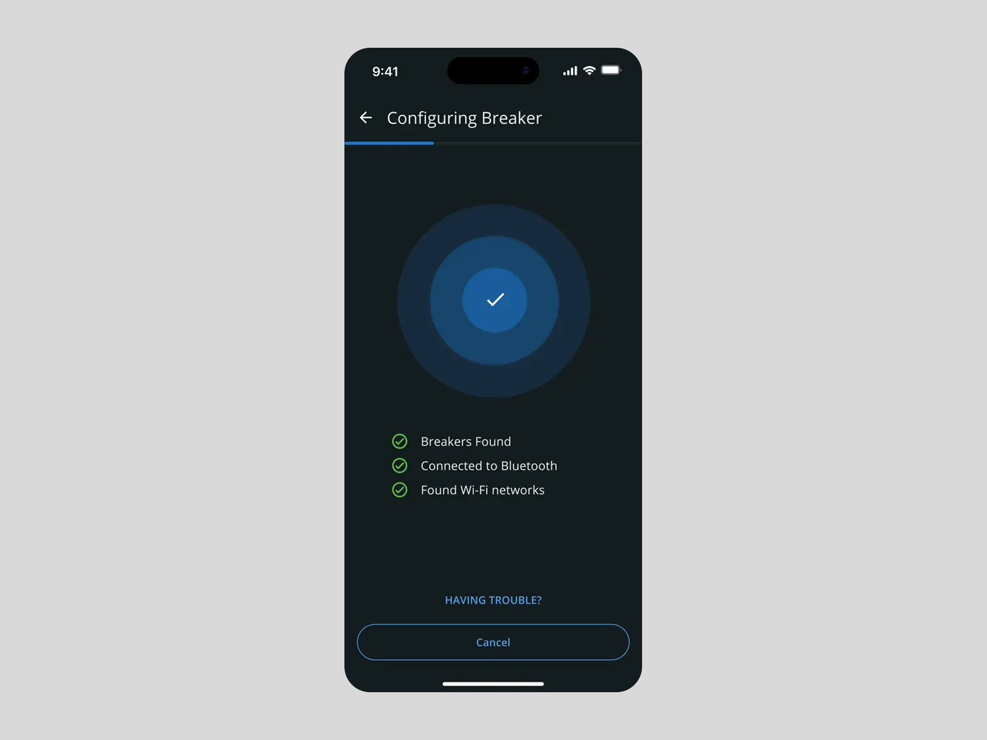example commissioning screen