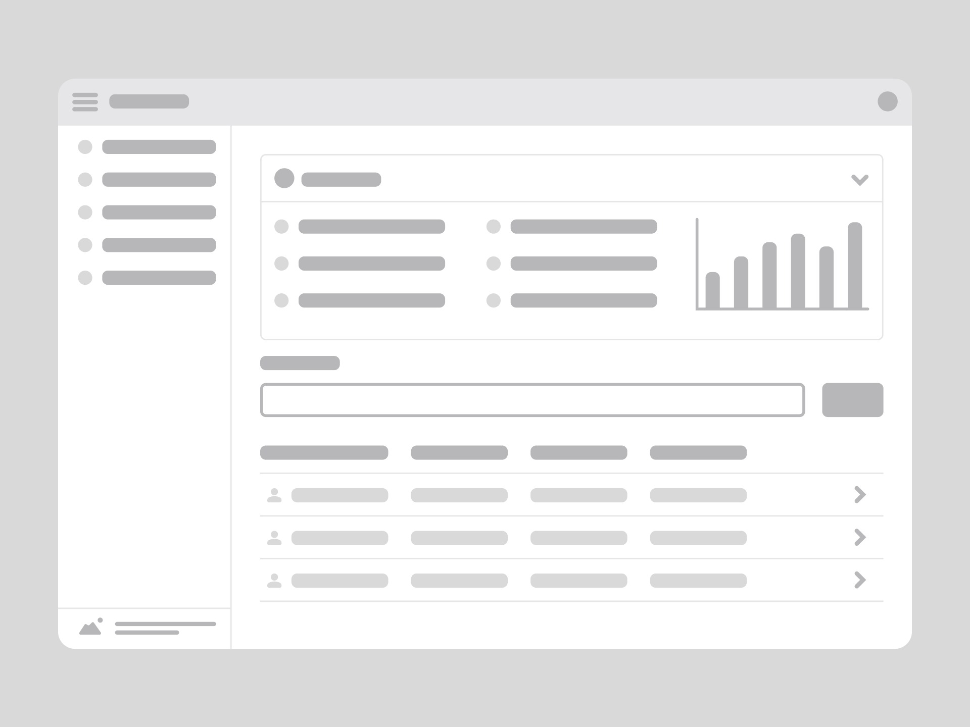 image of the dashboard screen mockup